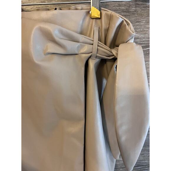 Jason Wu Tan Faux Leather Wrap Sz M Belted Mini Skirt NEW - Picture 3 of 9